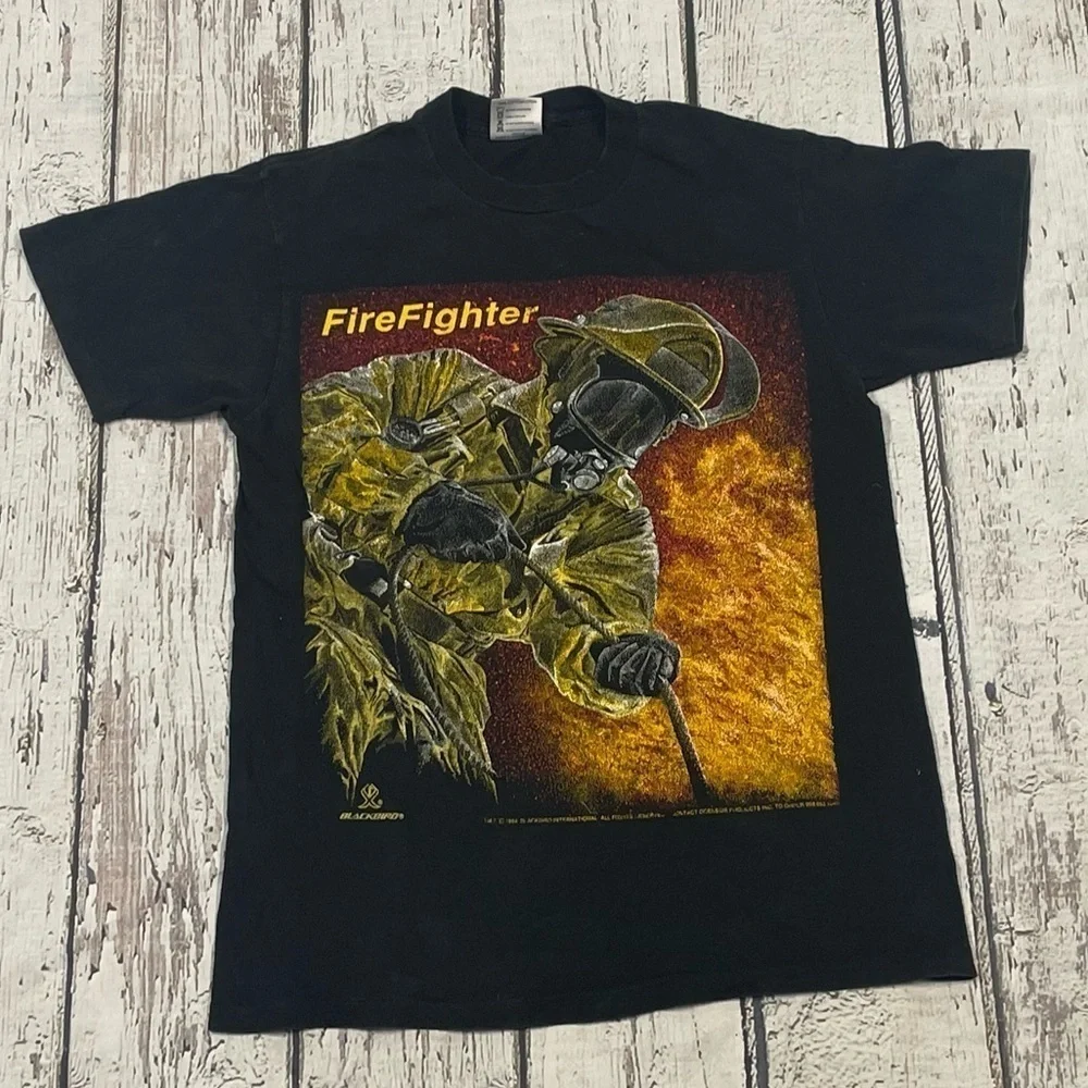 Vintage 1990s Firefighter Crewneck 90s Fireman Crewneck Tshirt